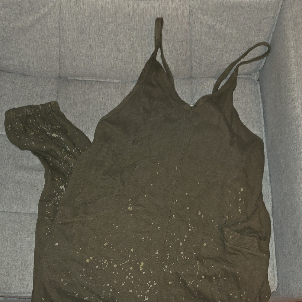 Anthro/maronie Olive/bleach Splash Jumpsuit